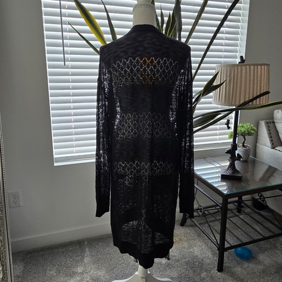 Grecerelle Crochet Long Sleeve Open Cardigan. Black. Size 2XL. New. - Picture 3 of 8
